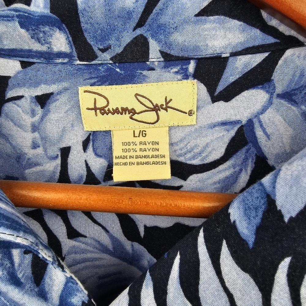 PANAMA JACK Short Sleeve Button-up Shirt Floral/Cars Print Blue Mens Sz L - Picture 11 of 12
